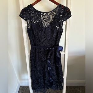 Navy Adrianna Papell Lace Dress